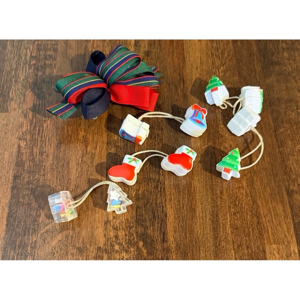 Vintage Christmas themed pony tail holders and barrette